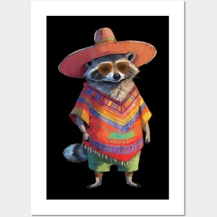 Raccoon Wearing a Sombrero Posters and Art